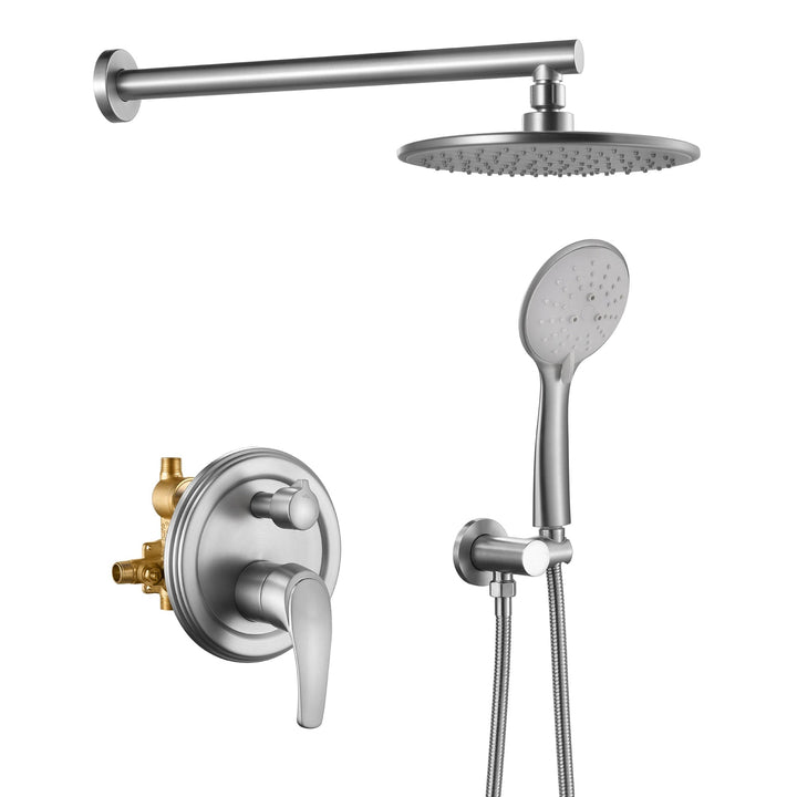 9inch/10inch/12inch 2-Spray Patterns with 1.8 GPM Wall Mount Dual Shower Heads with Hand Shower