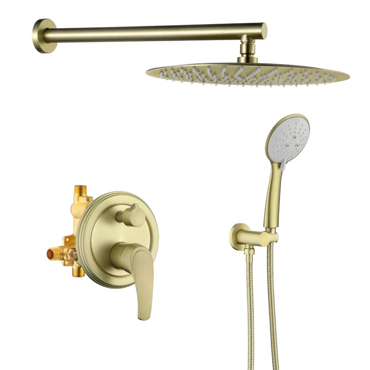 9inch/10inch/12inch 2-Spray Patterns with 1.8 GPM Wall Mount Dual Shower Heads with Hand Shower