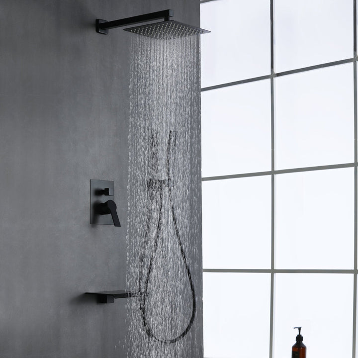 10 inch/ 12 inch 3-Spray Patterns with 1.8 GPM Wall Mount Dual Shower Heads with Waterfall Spout