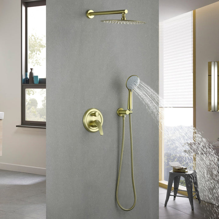 9inch/10inch/12inch 2-Spray Patterns with 1.8 GPM Wall Mount Dual Shower Heads with Hand Shower