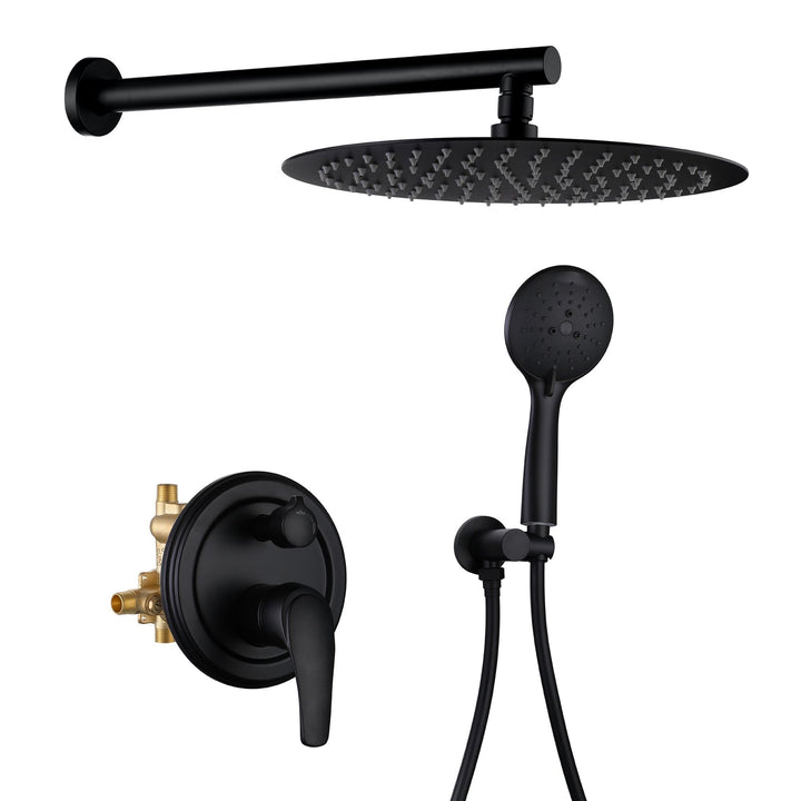 9inch/10inch/12inch 2-Spray Patterns with 1.8 GPM Wall Mount Dual Shower Heads with Hand Shower