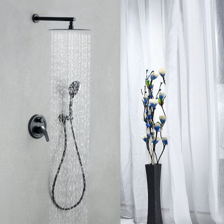 9inch/10inch/12inch 2-Spray Patterns with 1.8 GPM Wall Mount Dual Shower Heads with Hand Shower