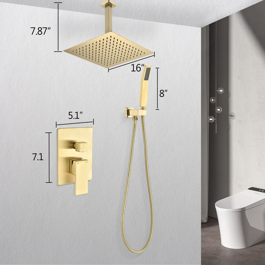 10inch/ 12inch/ 16inch Ceiling Mounted Shower System Combo Set with Handheld & Shower head