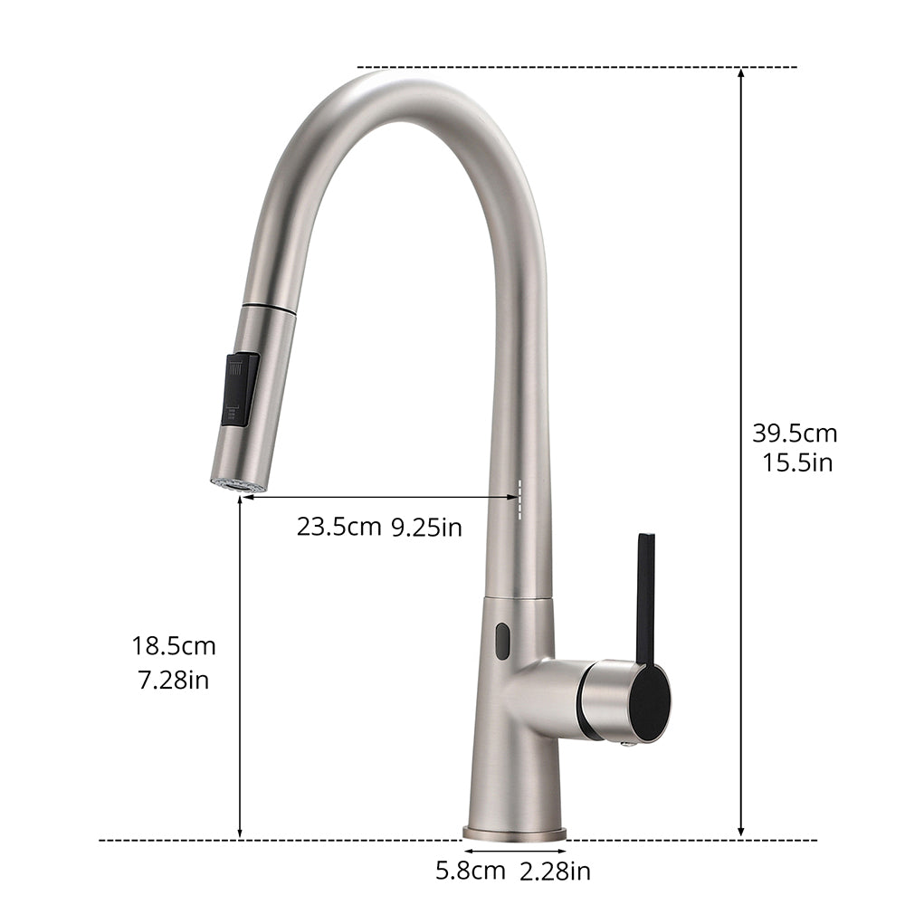 Touchless Pull Down Kitchen Faucet with AC Adapter and Deck Plate
