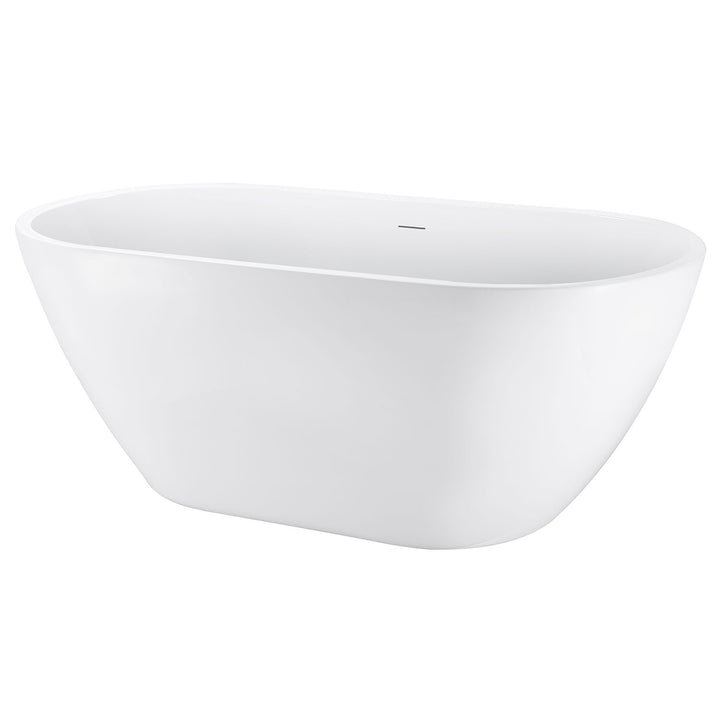 65" 100% Acrylic Freestanding Oval Contemporary Soaking Bathtub