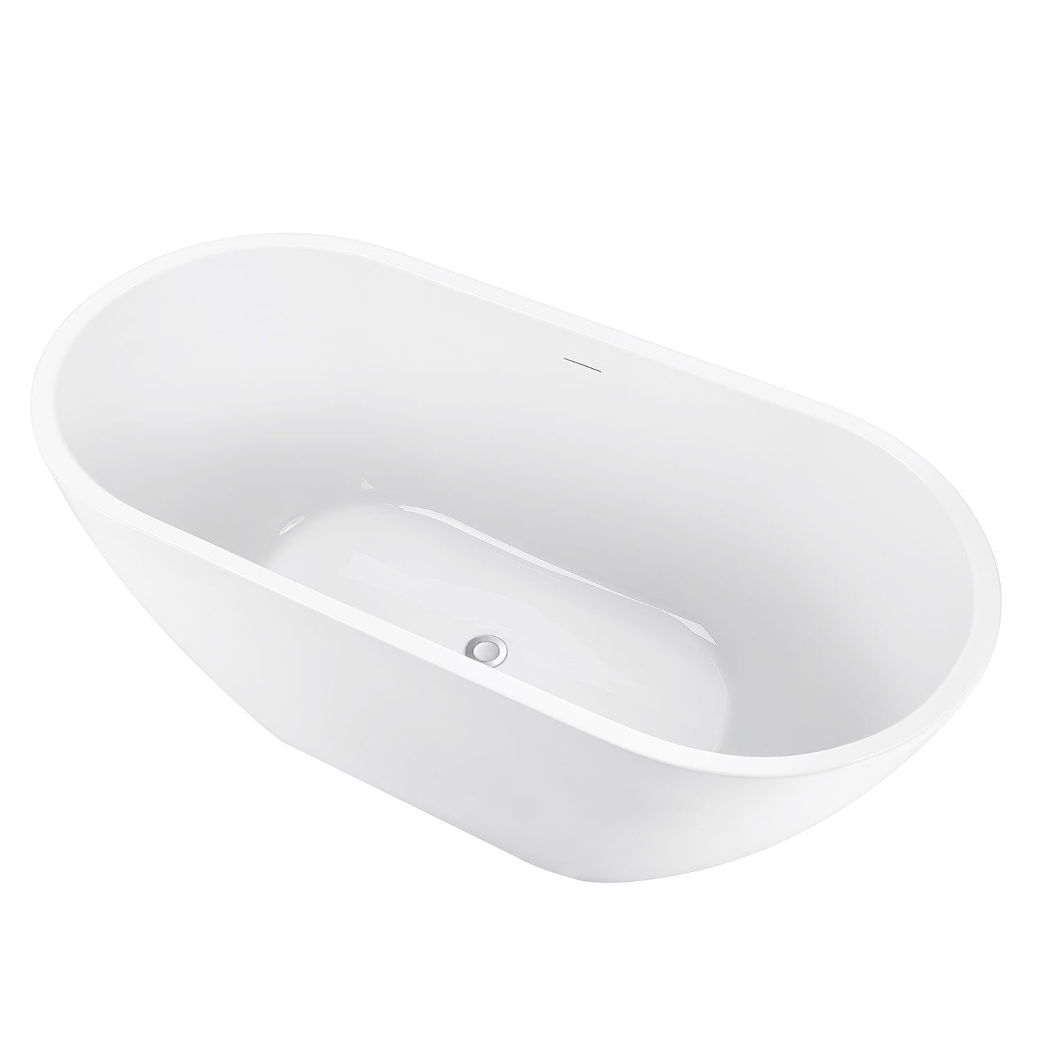 59" 100% Acrylic Freestanding Oval Contemporary Soaking Bathtub