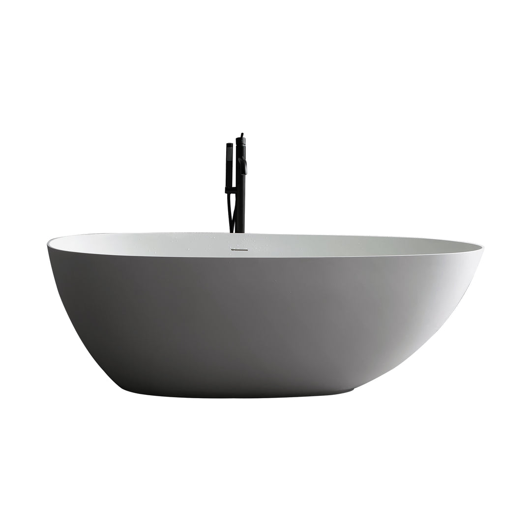 Stone Resin Solid Surface Matte Flatbottom Freestanding Bathtub in White