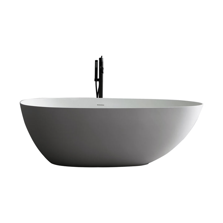 Stone Resin Solid Surface Matte Flatbottom Freestanding Bathtub in White