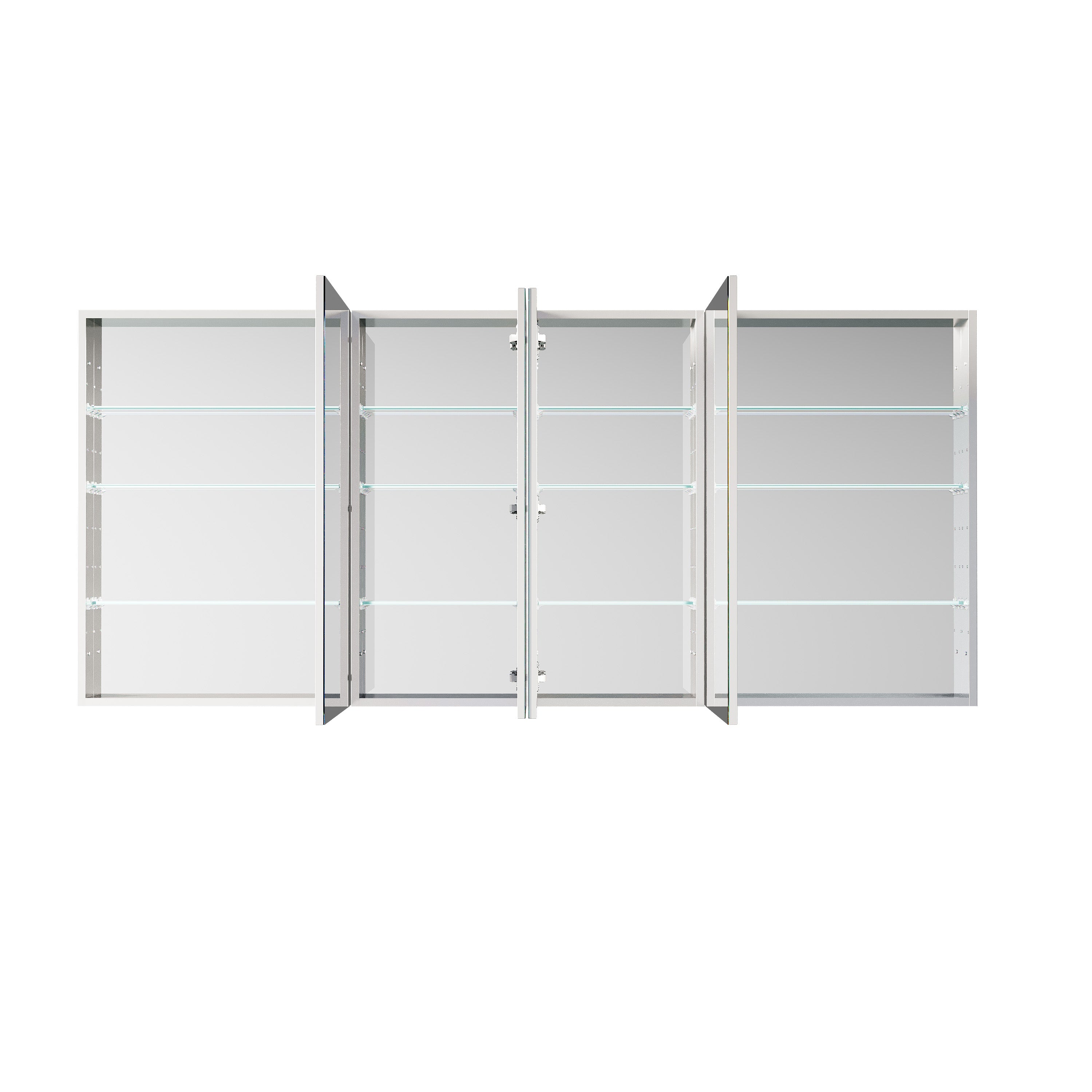 80 in. ×36 in. Copper-Free Tri-Views Mirror Medicine Cabinet with Adjustable Shelves and 4 Swing Doors