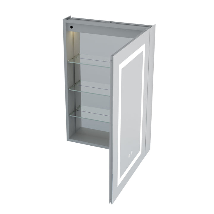 20" x 30" LED Lighted Surface/Recessed Mount Silver Mirrored Medicine Cabinet with Outlet Right Side