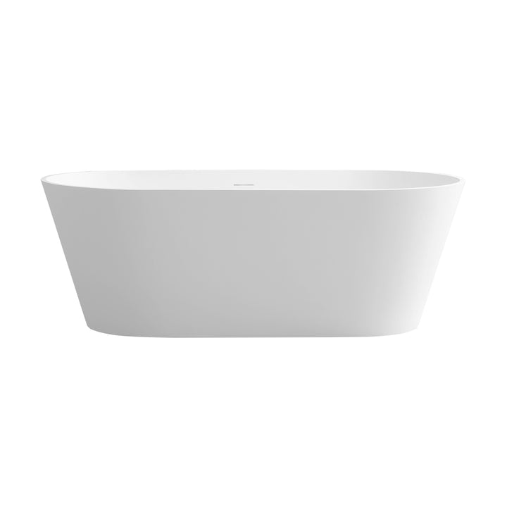 63 in. Stone Resin Solid Surface Matte Flatbottom Freestanding Bathtub in White