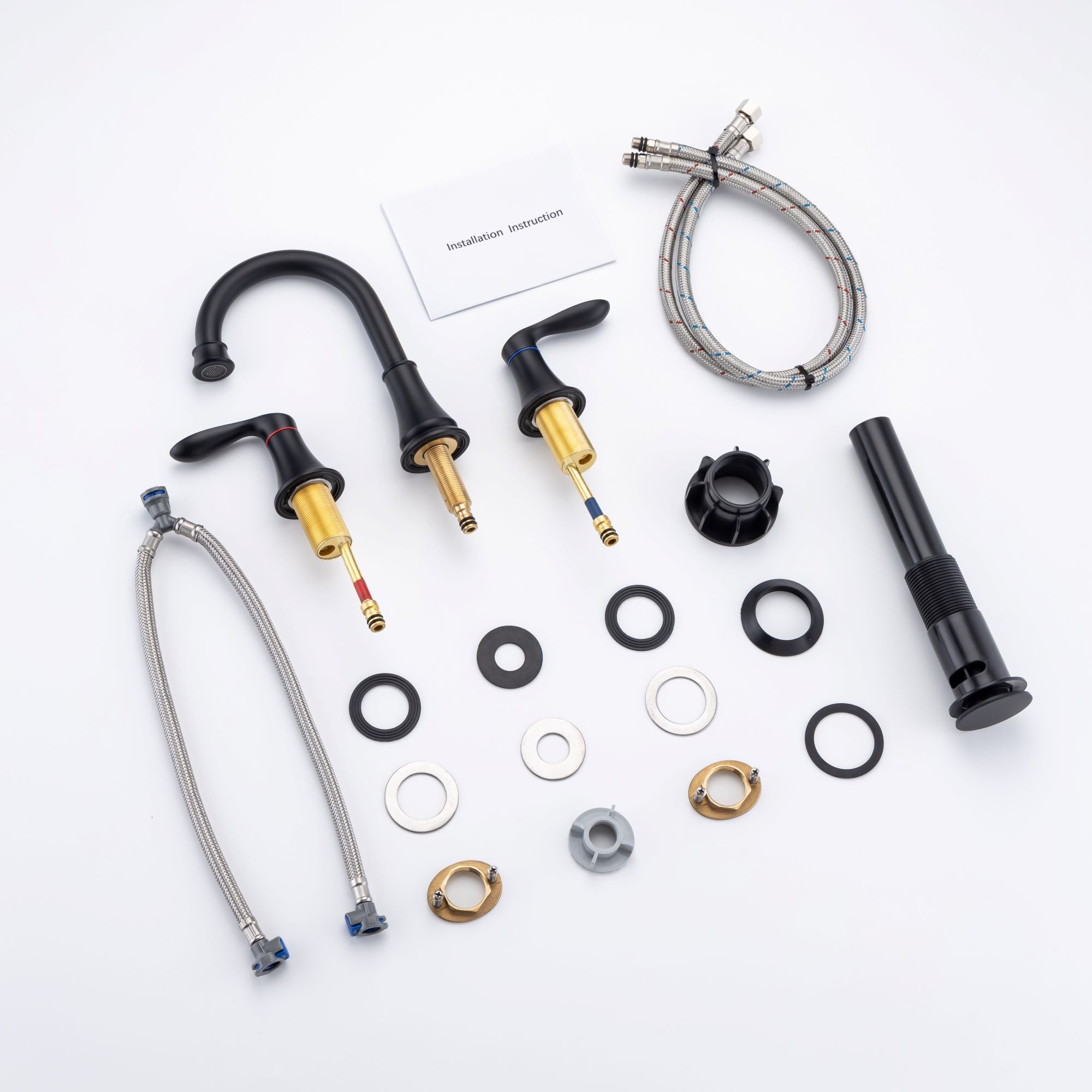 2-handle Bathroom Faucet with Drain Assembly