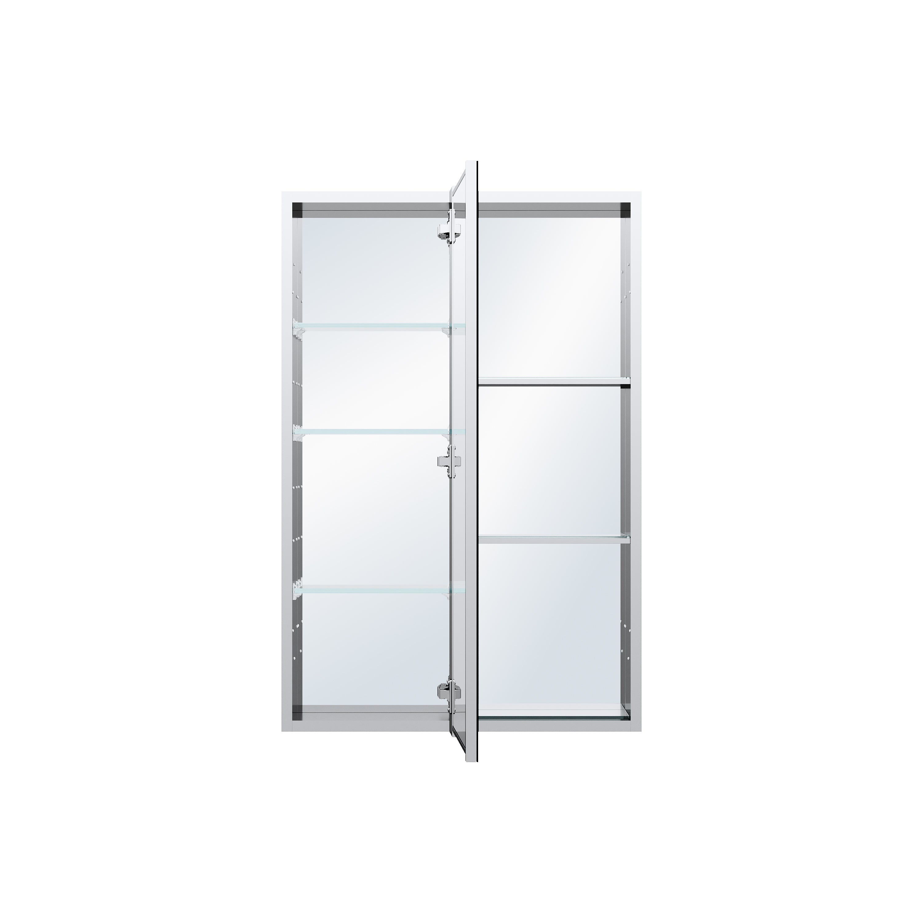 24 in. ×36 in. Bathroom Medicine Cabinet Set with Copper-Free Tri-View Mirror and Open Side Cabinet, Recessed or Surface Mount
