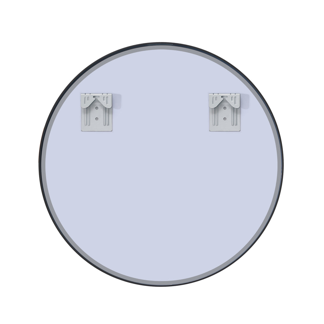 32 in. W x 32 in. H Black Modern Round Framed Aluminum Wall Mirror