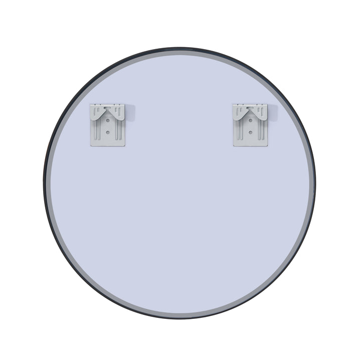 32 in. W x 32 in. H Black Modern Round Framed Aluminum Wall Mirror