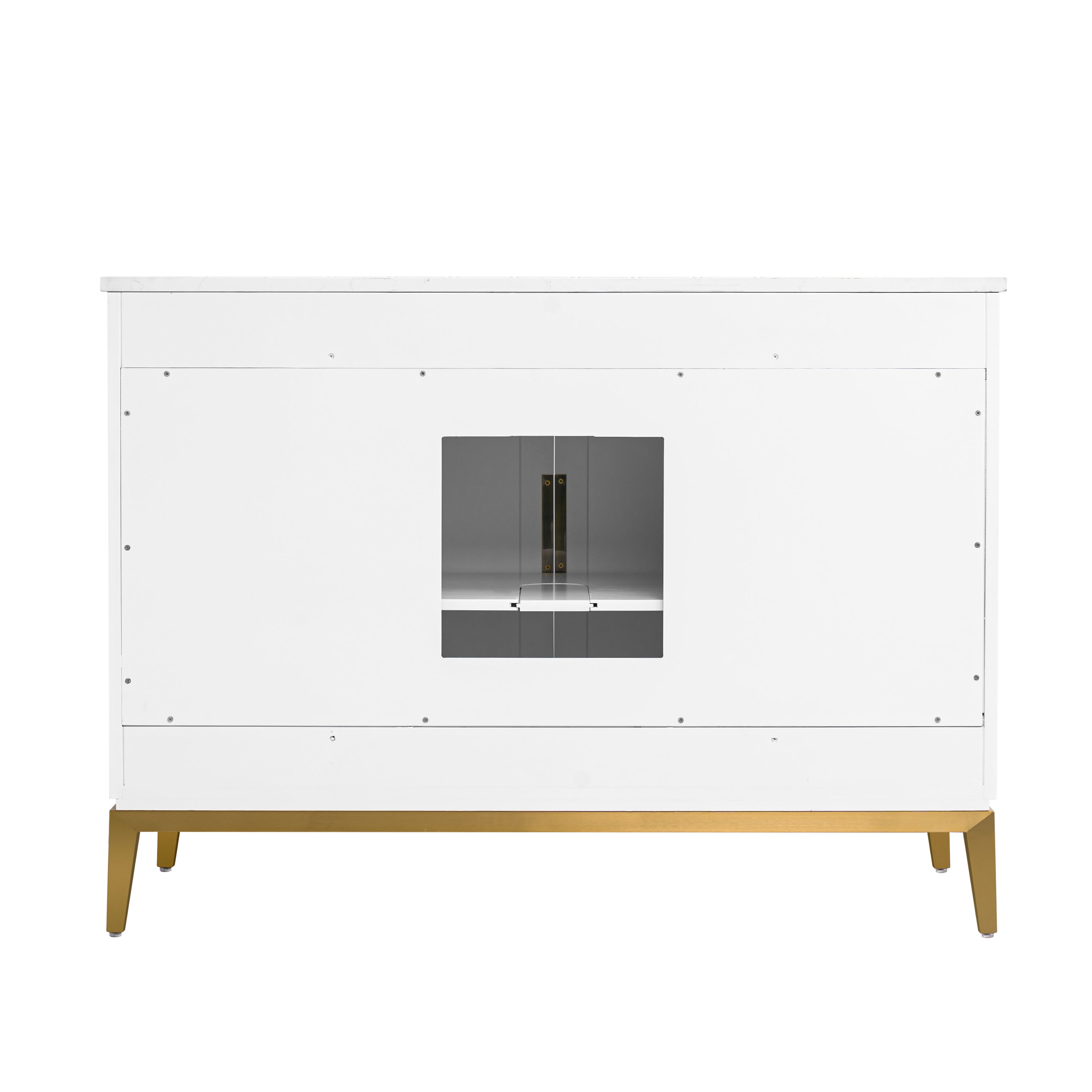 48 in. White Freestanding Bathroom Vanity with Carrara White Quartz Top and Undermount Sink