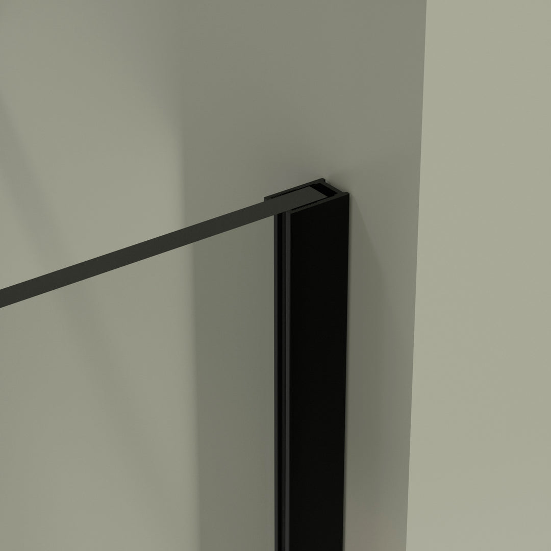 58-in x 71-in Single Frameless Hinged Matte Black Shower Door