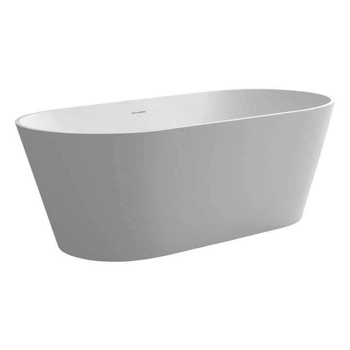 63 in. Stone Resin Solid Surface Matte Flatbottom Freestanding Bathtub in White