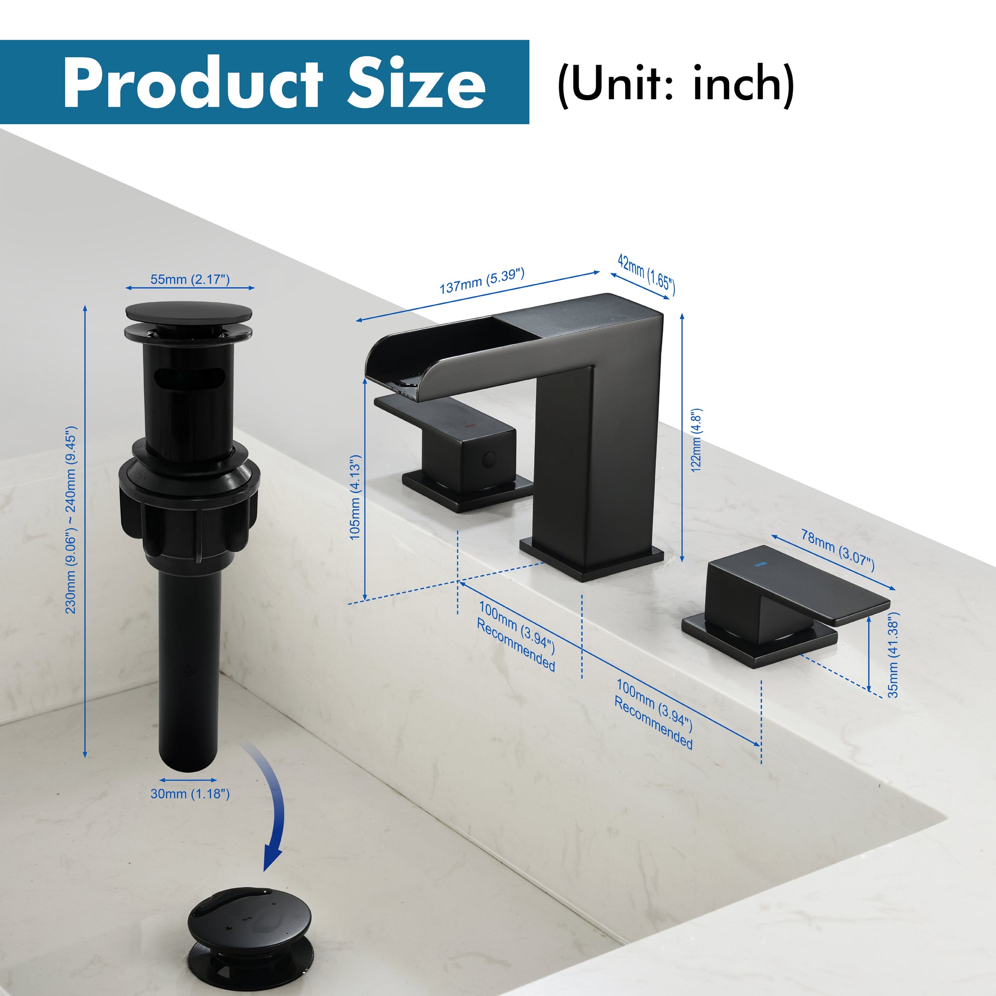 Double Handle Bathroom Sink Faucet with Drainer