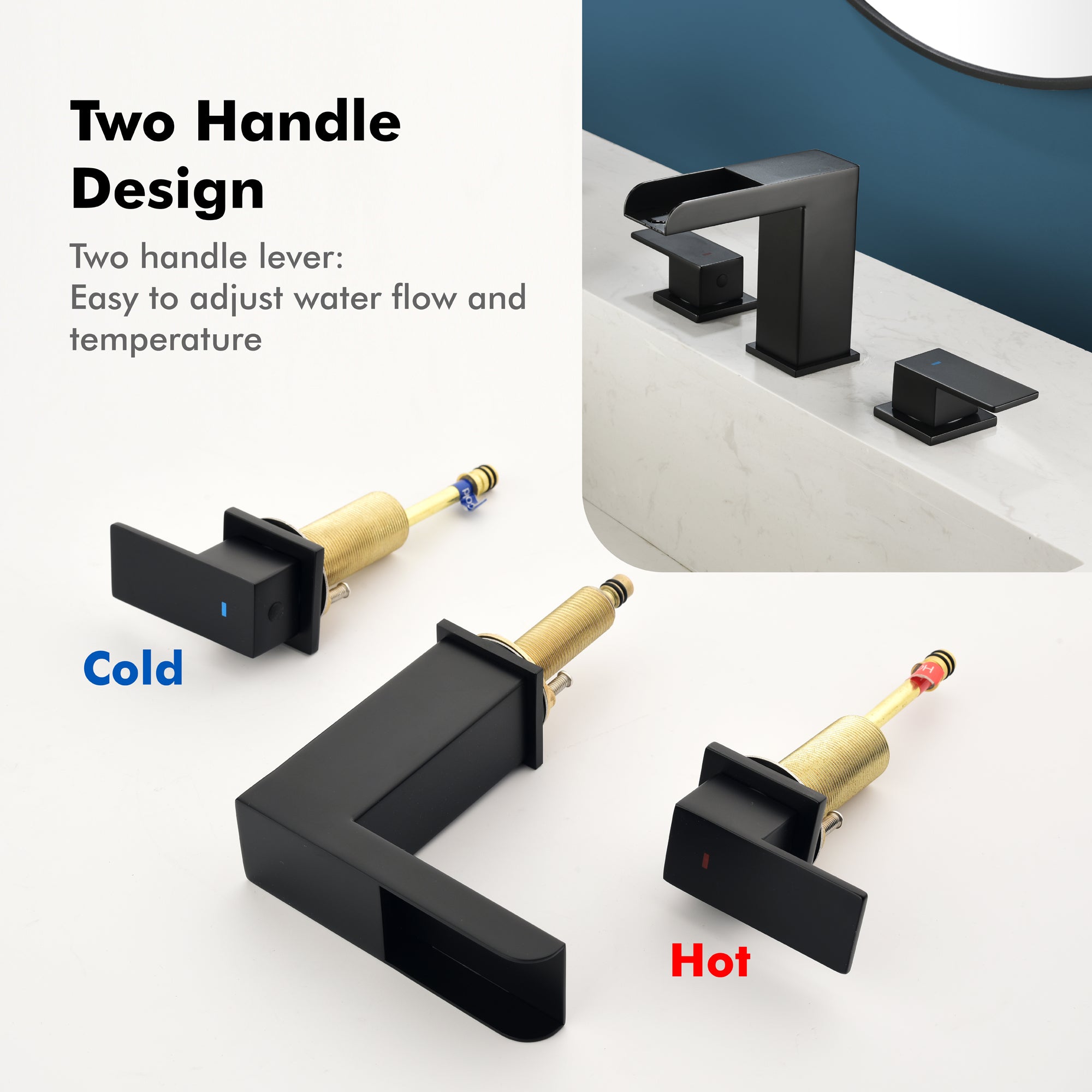 Double Handle Bathroom Sink Faucet with Drainer