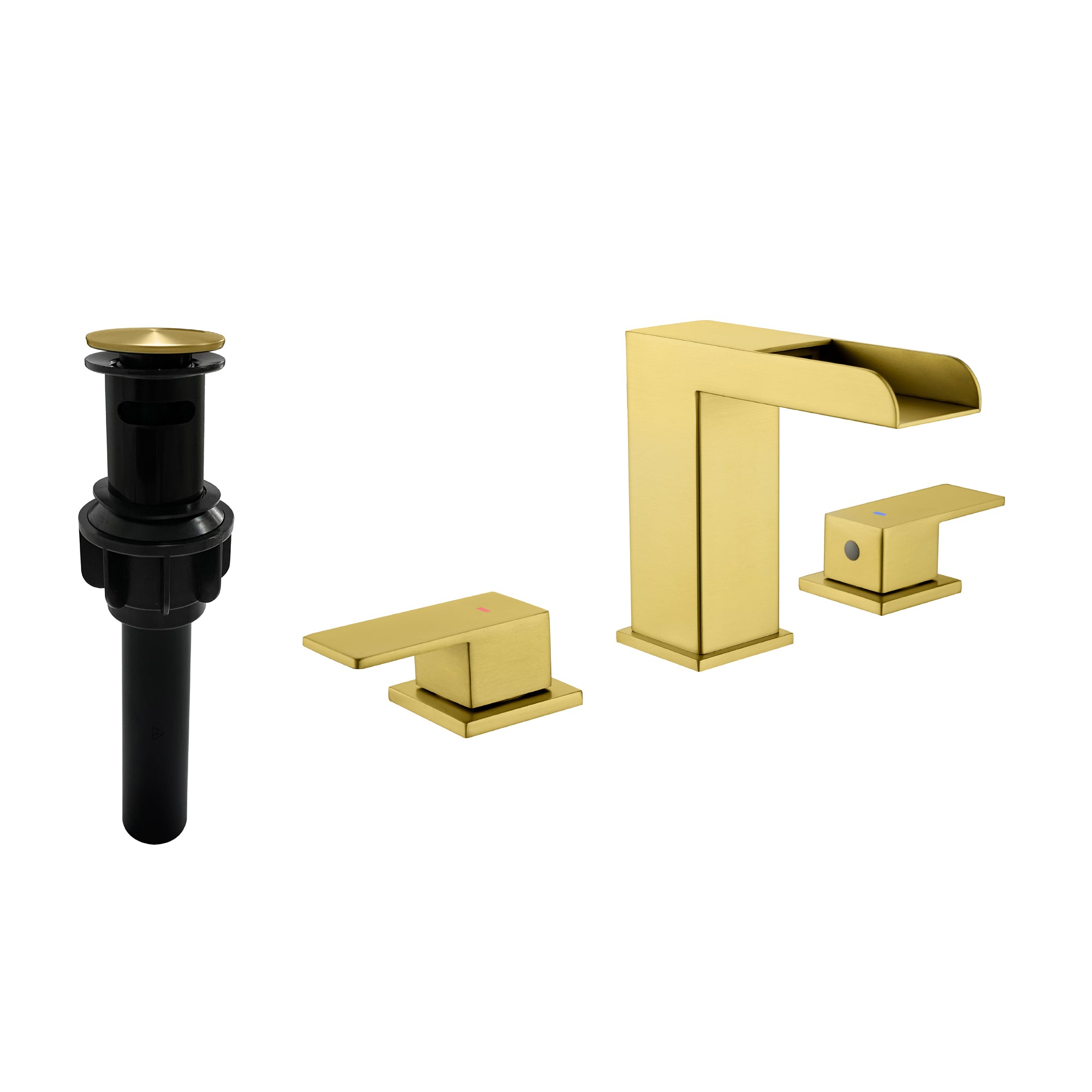 Double Handle Bathroom Sink Faucet with ABS Drain, Hot & Cold Water Control, 1.2 GPM