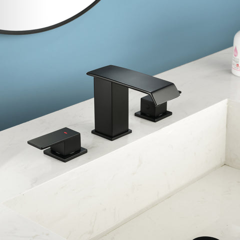 Double Handle Bathroom Faucet with Drain Assembly