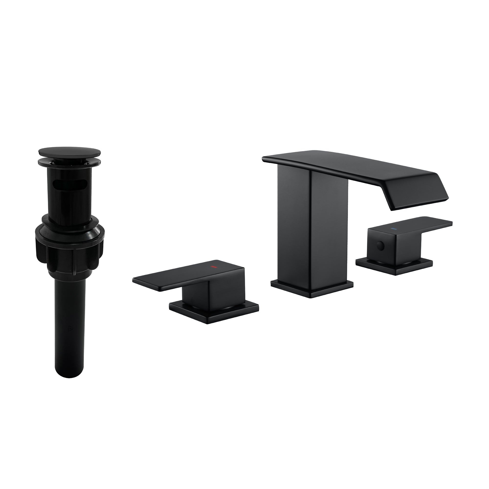 Double Handle Bathroom Faucet with Drain Assembly