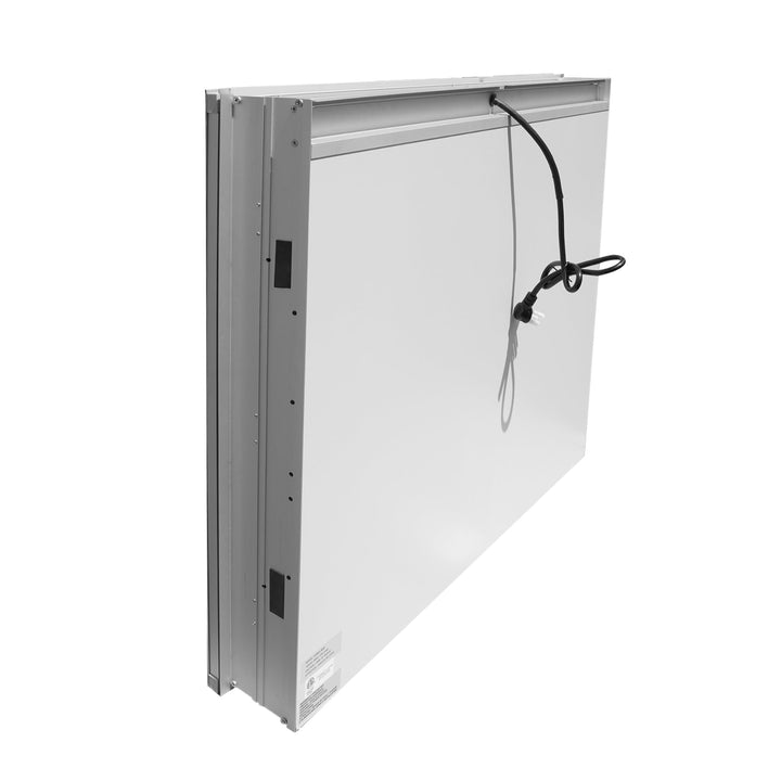20 in. x 30 in. LED Lighted Surface/Recessed Mount Silver Mirrored Medicine Cabinet with Outlet left Side