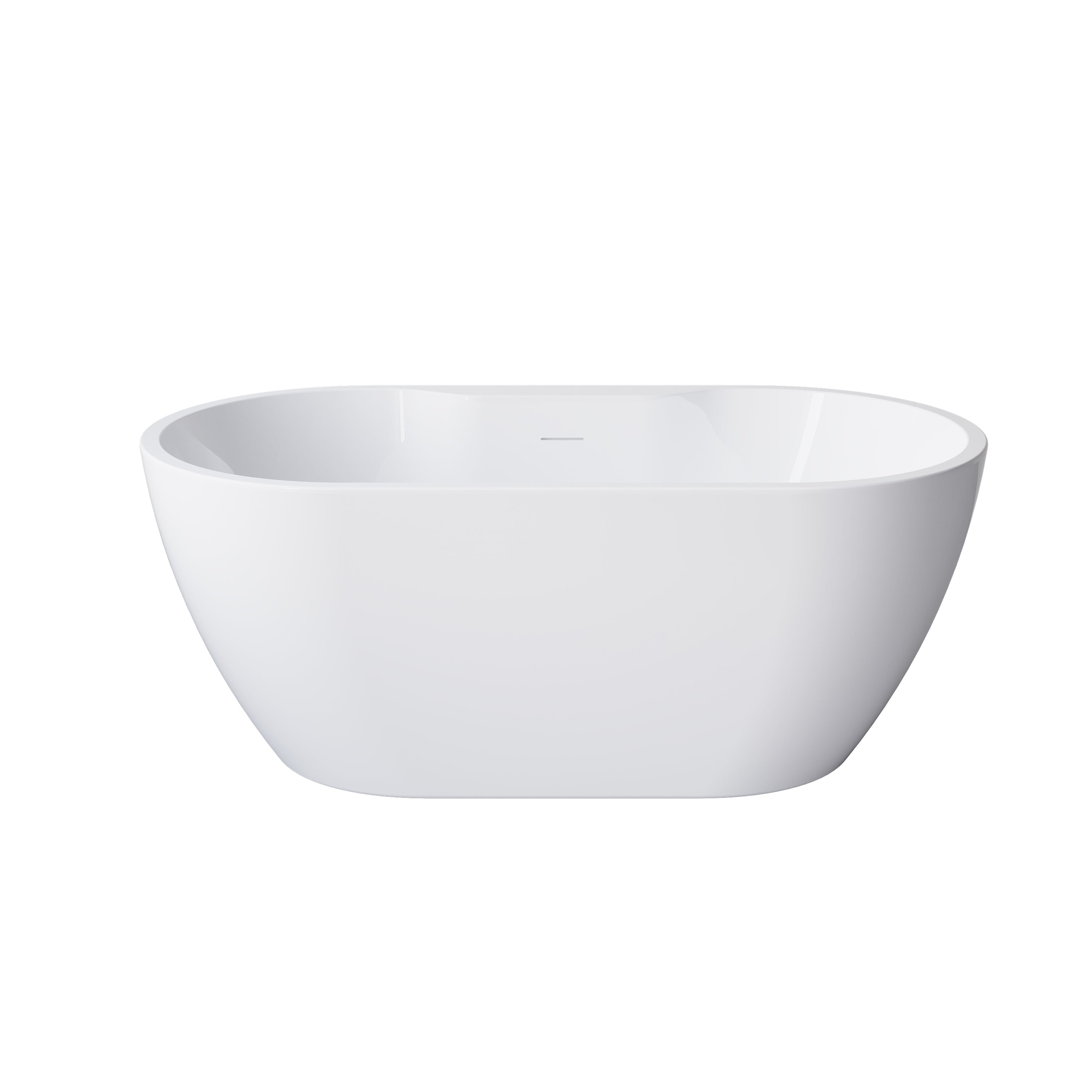 57" Glossy White Acrylic Freestanding Bathtub with Chrome Overflow and Drain, 54 Gallon