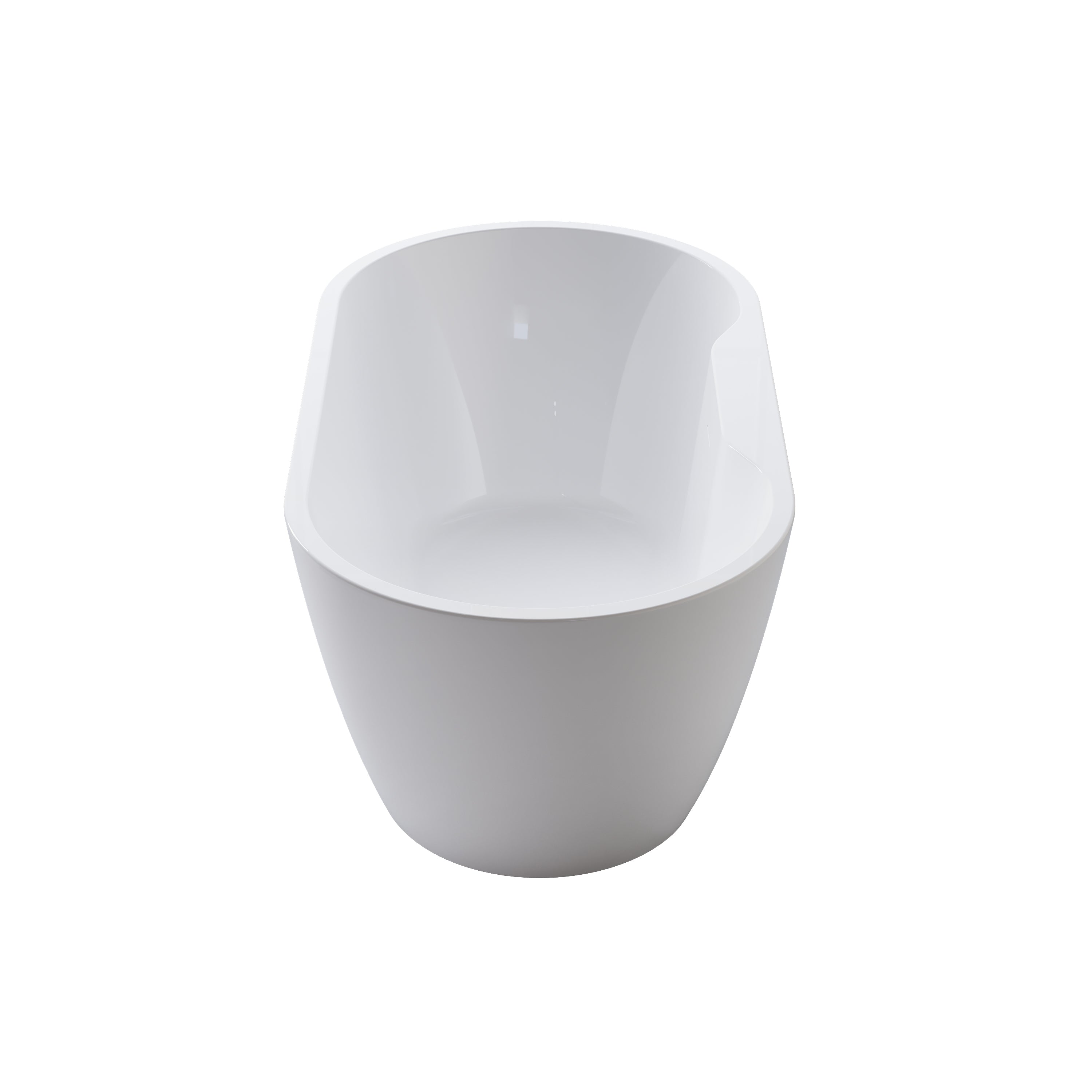 57" Glossy White Acrylic Freestanding Bathtub with Chrome Overflow and Drain, 54 Gallon