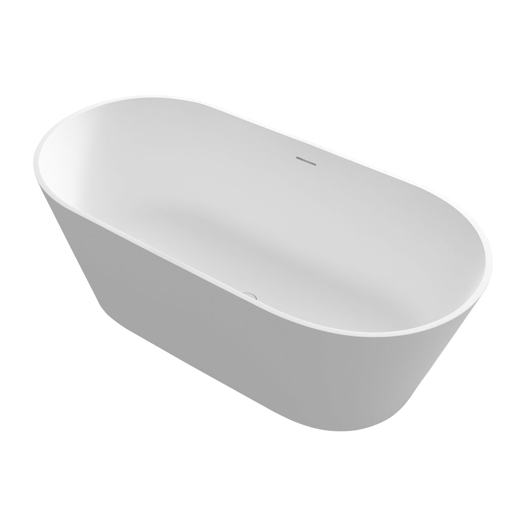 63 in. Stone Resin Solid Surface Matte Flatbottom Freestanding Bathtub in White