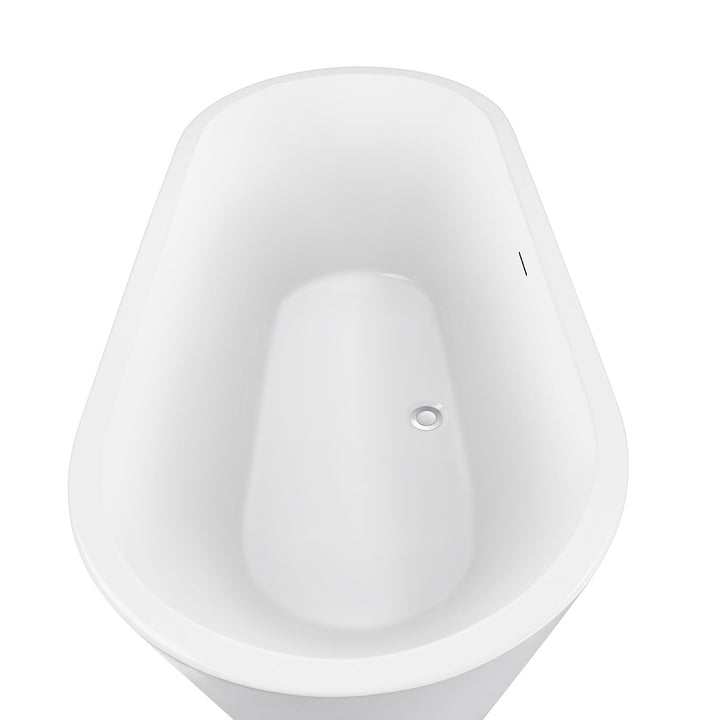 59" Acrylic Roll-Top Flatbottom Non-Whirlpool Bathtub in White