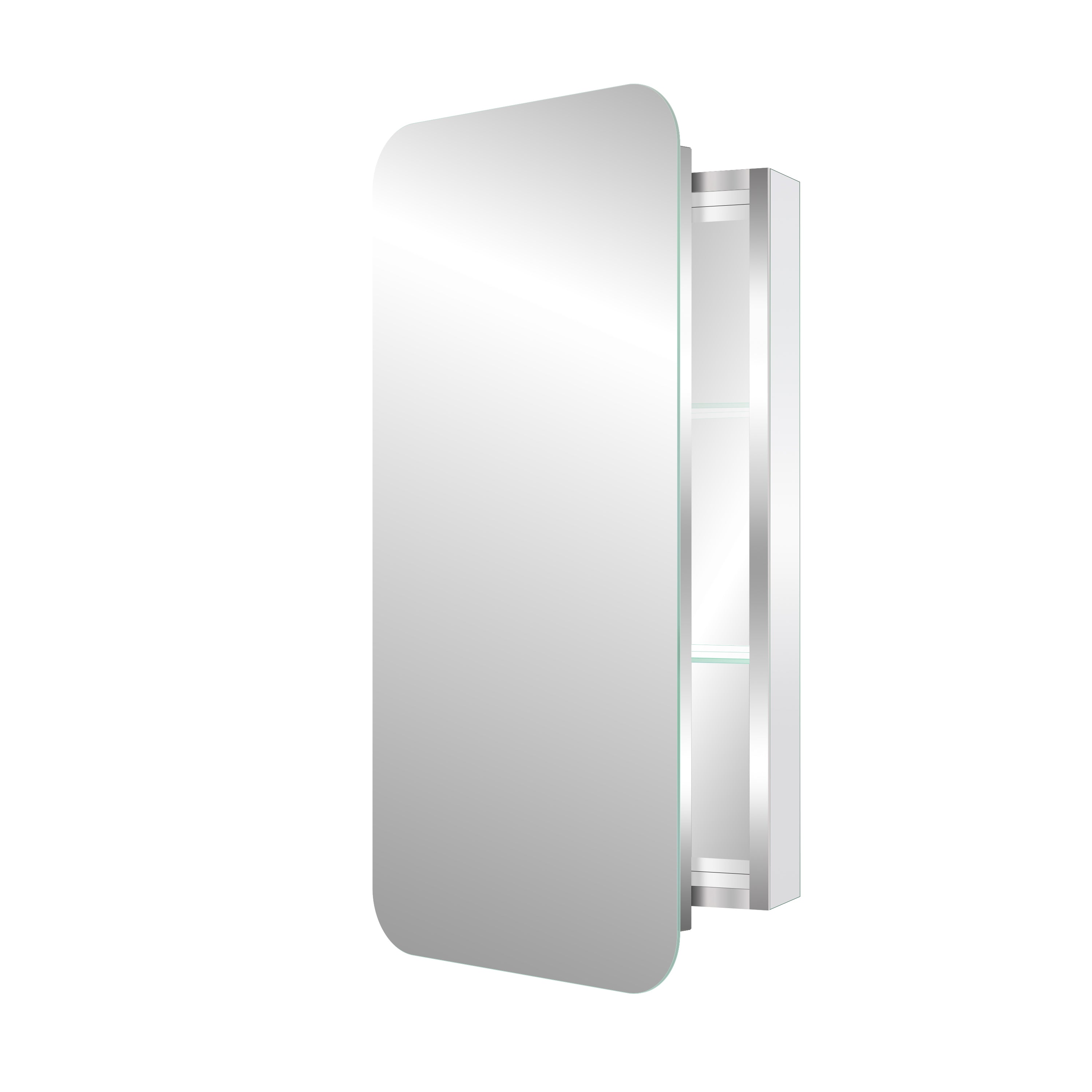 16 in. × 32 in. Aluminum Mirror Medicine Cabinet with Reversible Door Swing, Recessed or Surface Mount, Adjustable Shelves