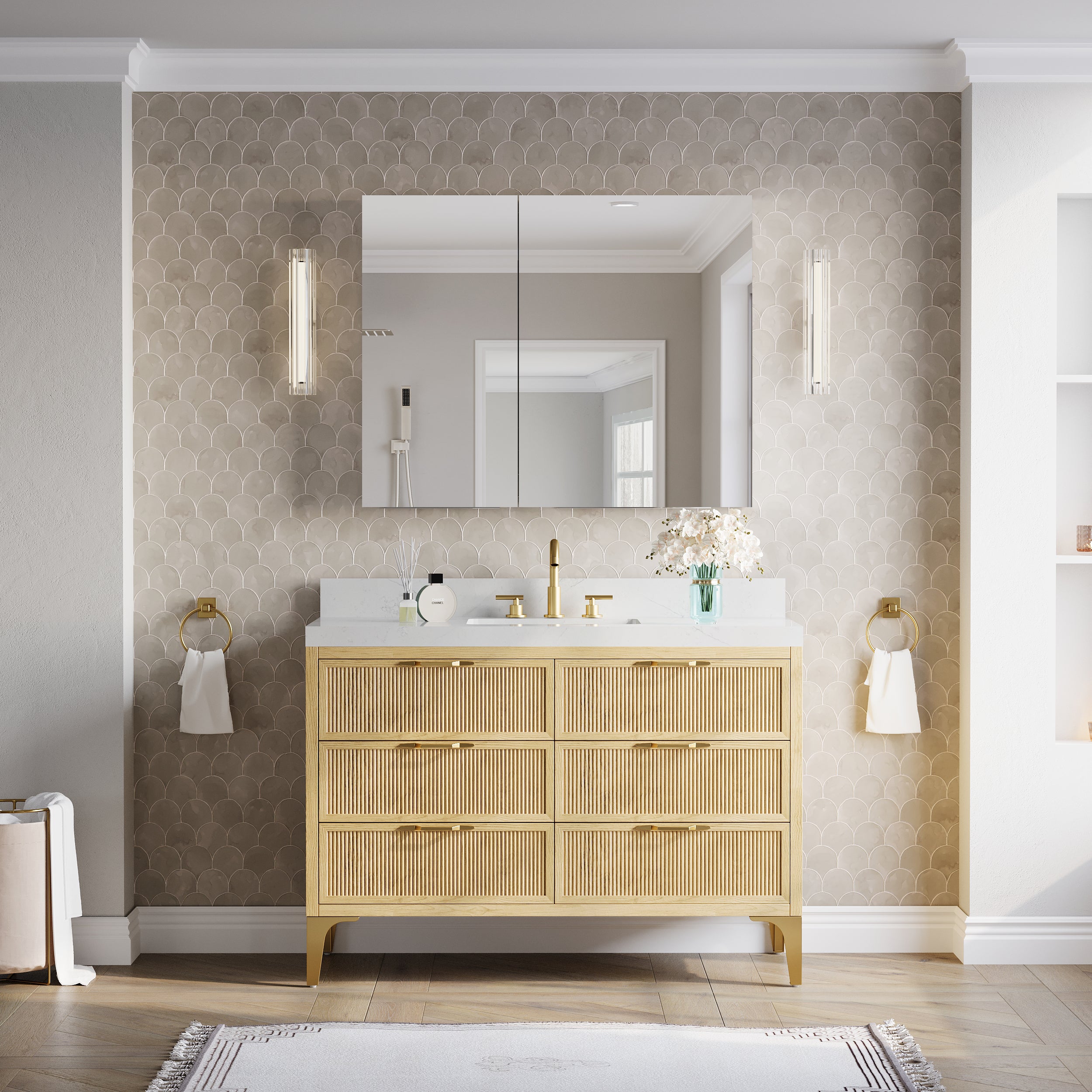 40 in.×32 in.H Aluminum Copper-Free Mirror Medicine Cabinet with Soft-Close Blum® Hinges and Recessed/Surface Mount