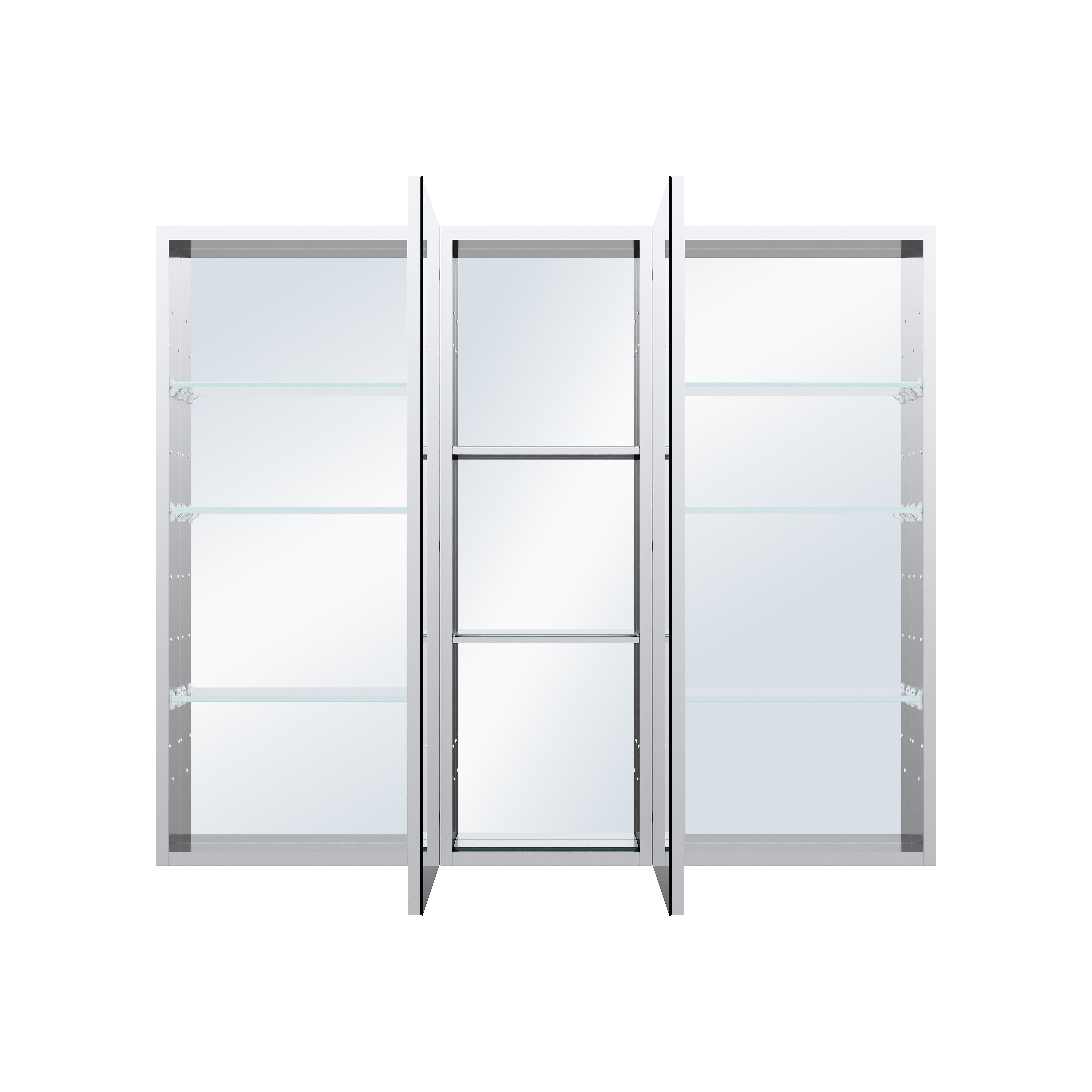44 in. ×36 in. Bathroom Medicine Cabinet Set with Copper-Free Tri-View Mirror and Open Side Cabinet, Recessed or Surface Mount
