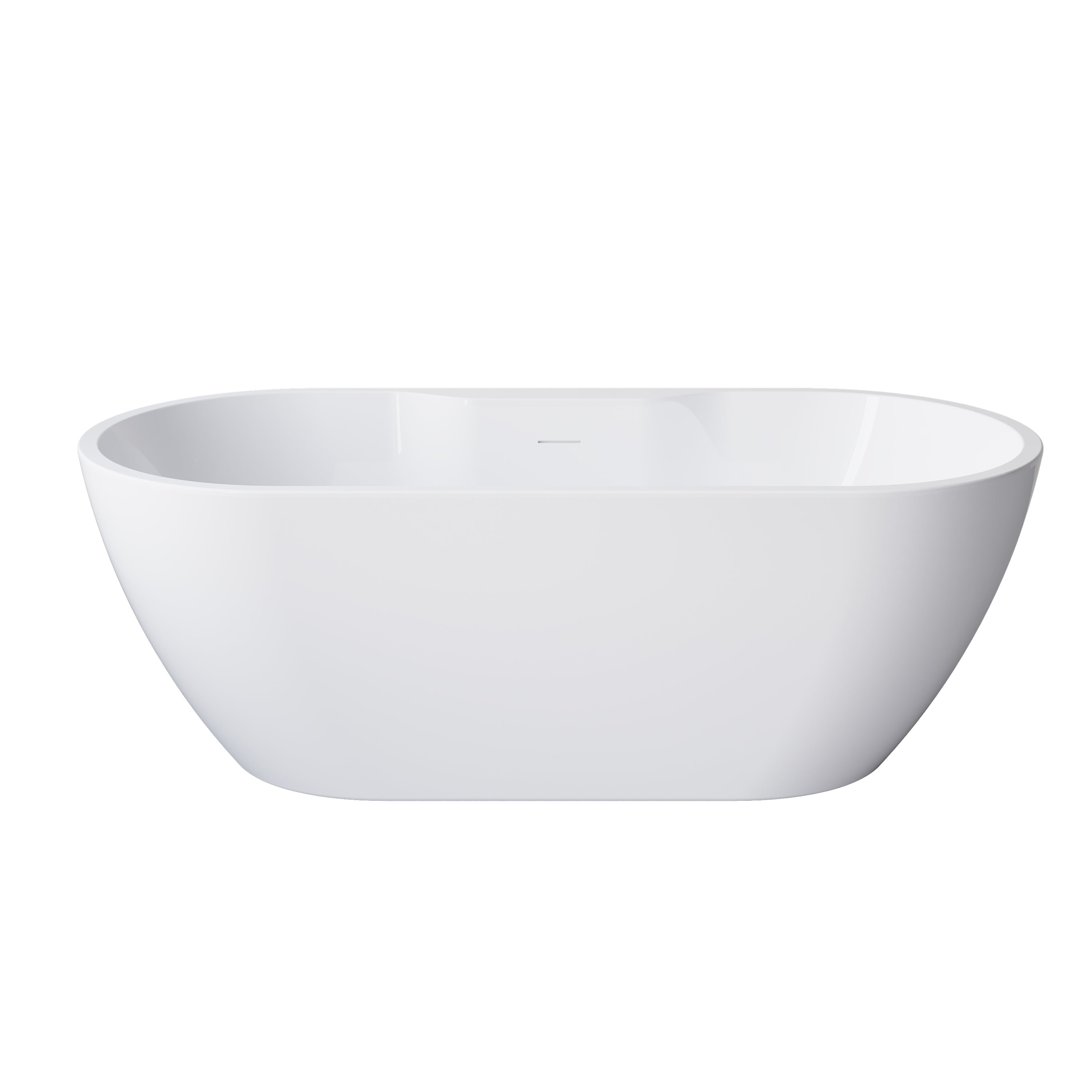 65" Glossy White Acrylic Freestanding Bathtub with Chrome Overflow and Drain, 62 Gallon
