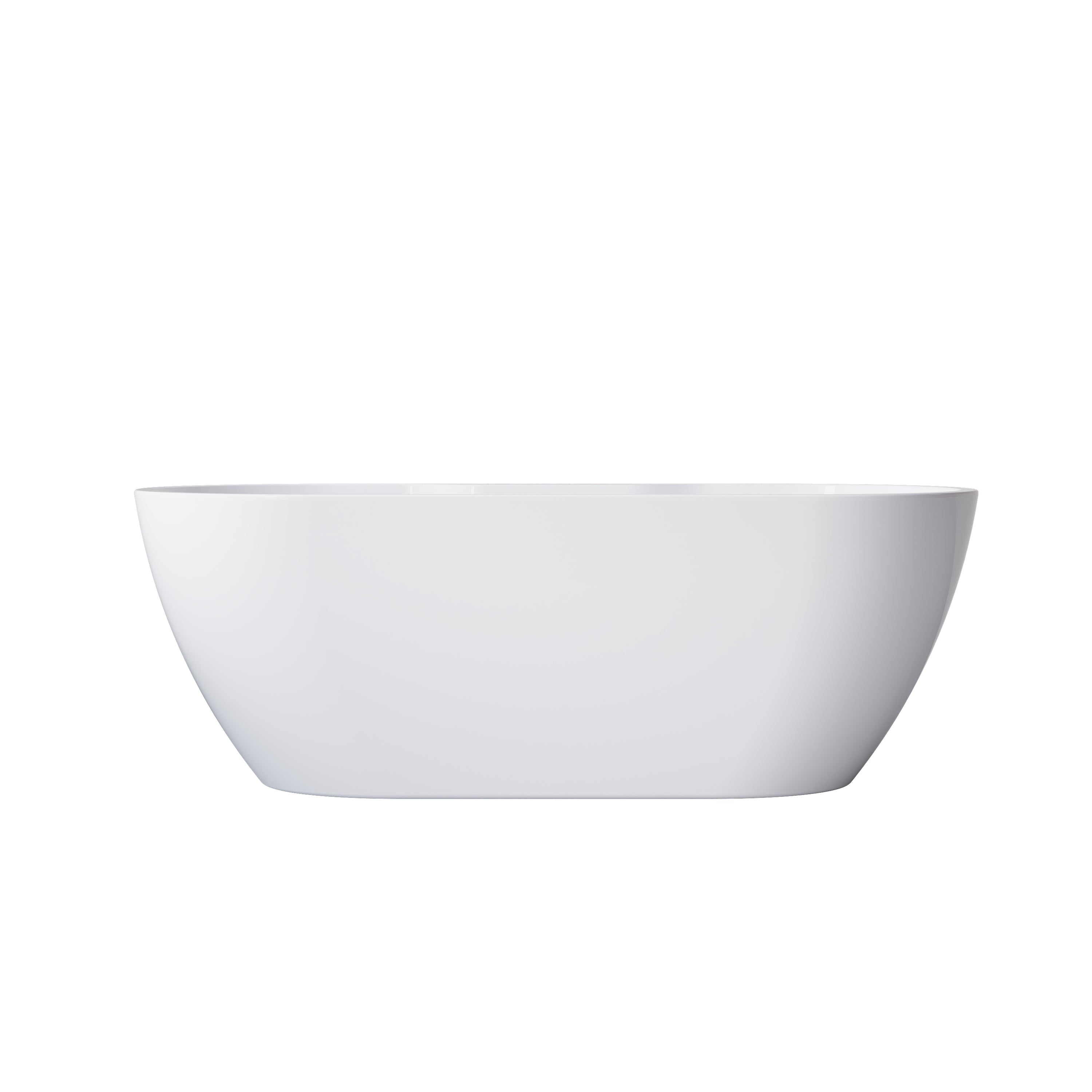 65" Glossy White Acrylic Freestanding Bathtub with Chrome Overflow and Drain, 62 Gallon