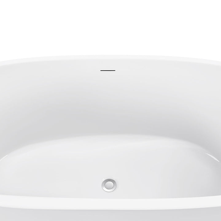 63" Acrylic Double Ended Freestanding Flatbottom Soaking Bathtub in Glossy White
