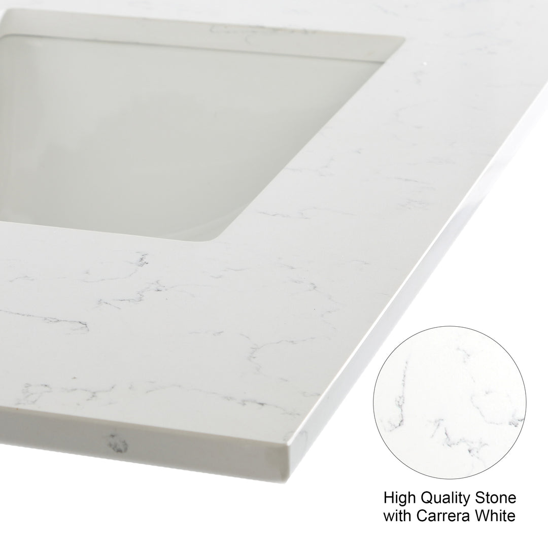 60 in. W x 22 in. D x 35 in. H Bathroom Vanity in Light Blue with Carrara White Quartz Vanity Top with White Sink