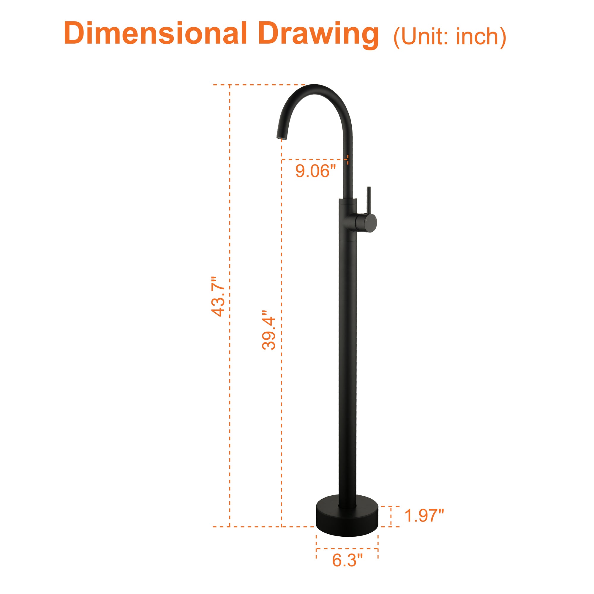 Single Handle Dual Control Floor Mounted Freestanding Bathtub Faucet