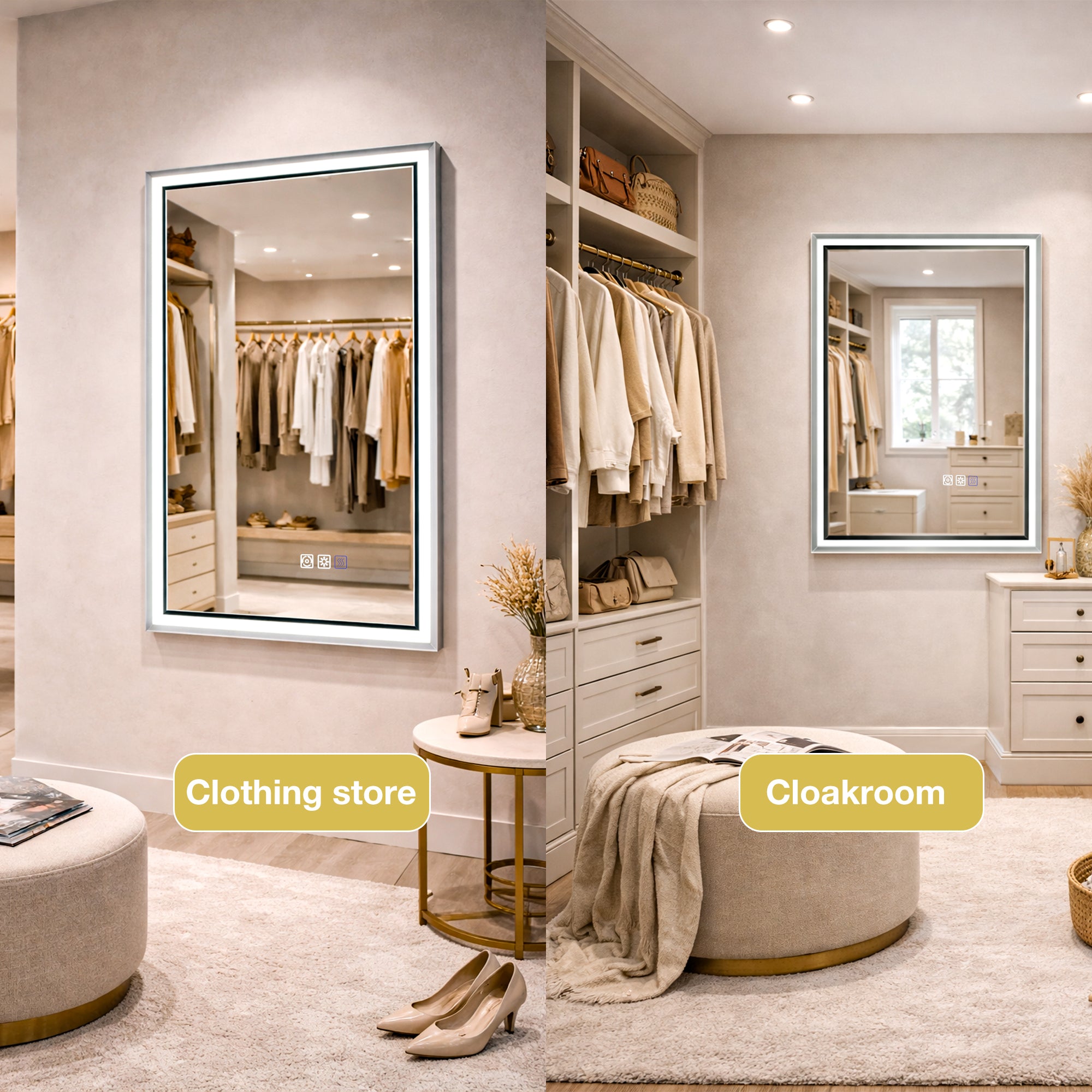 30 in. W x 36 in. Aluminum Framed LED Bathroom Mirror - Anti-Fog, Dimmable, Smart Memory, Brushed Nickel