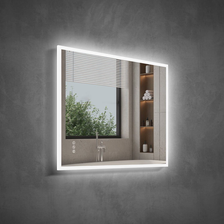 28 in. W x 36 in. H Rectangular Frameless Anti-Fog LED Light Dimmable Wall Mount Premium Bathroom Vanity Mirror