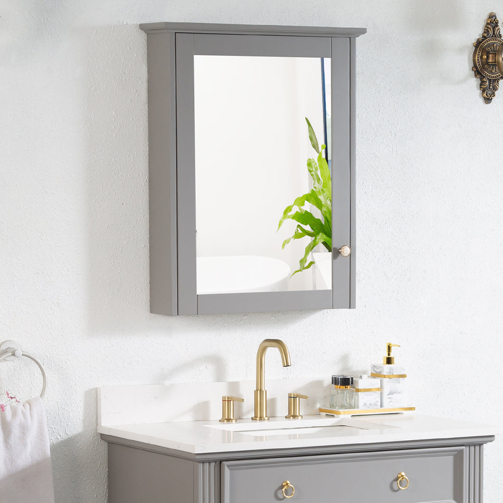 Wooden Medicine Cabinet with Mirror