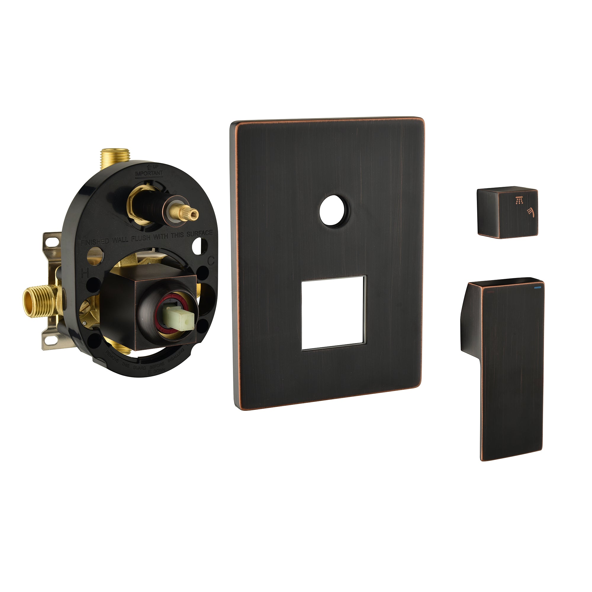12-in Rain Shower Head Wall Mount Dual Head Built-In DT Shower System with 2-way Diverter Valve Included