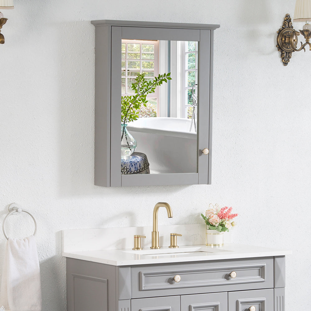 Wooden Medicine Cabinet with Mirror