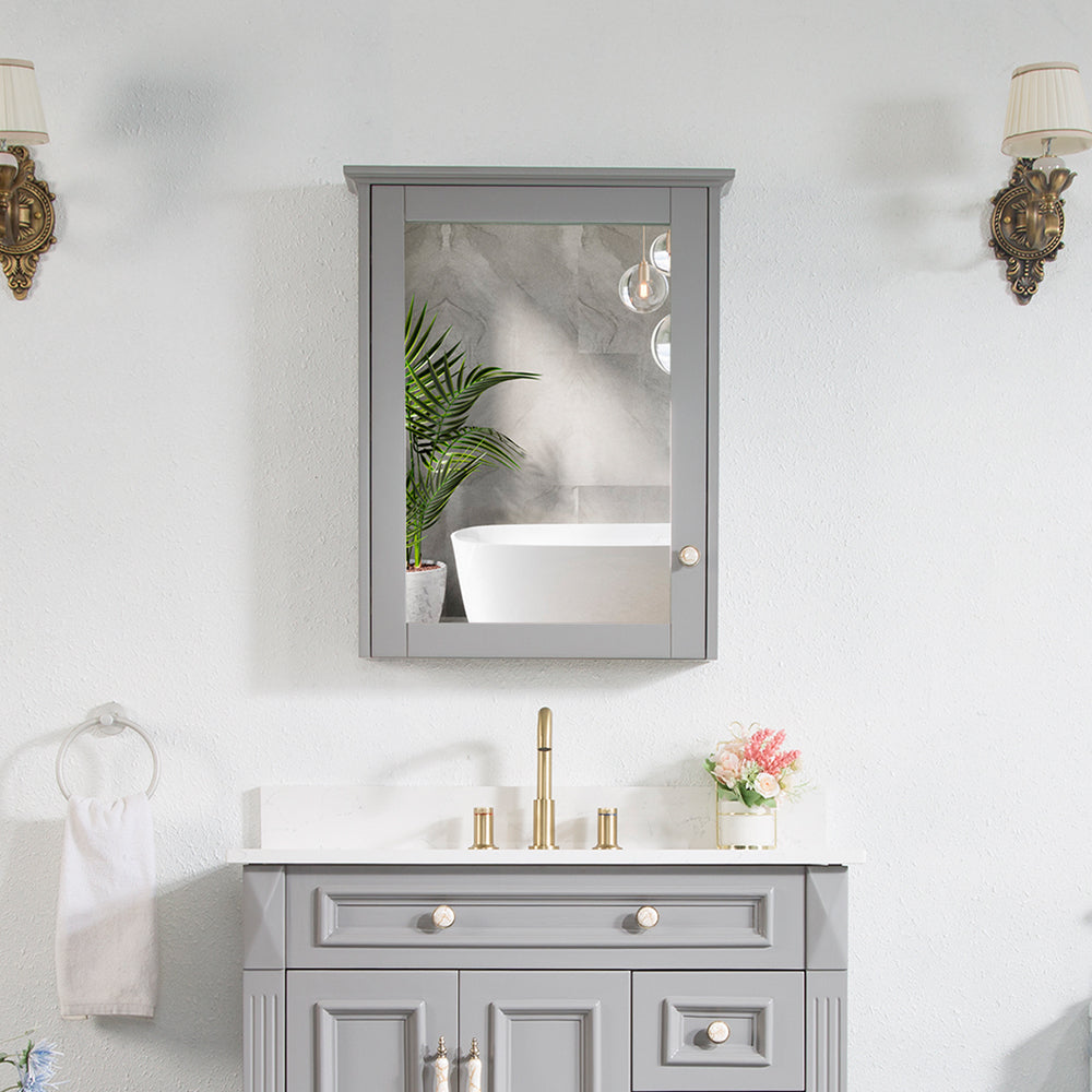 Wooden Medicine Cabinet with Mirror