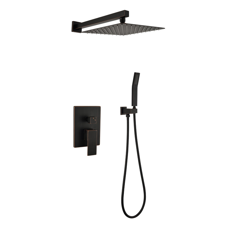 12-in Rain Shower Head Wall Mount Dual Head Waterfall Built-In Shower System