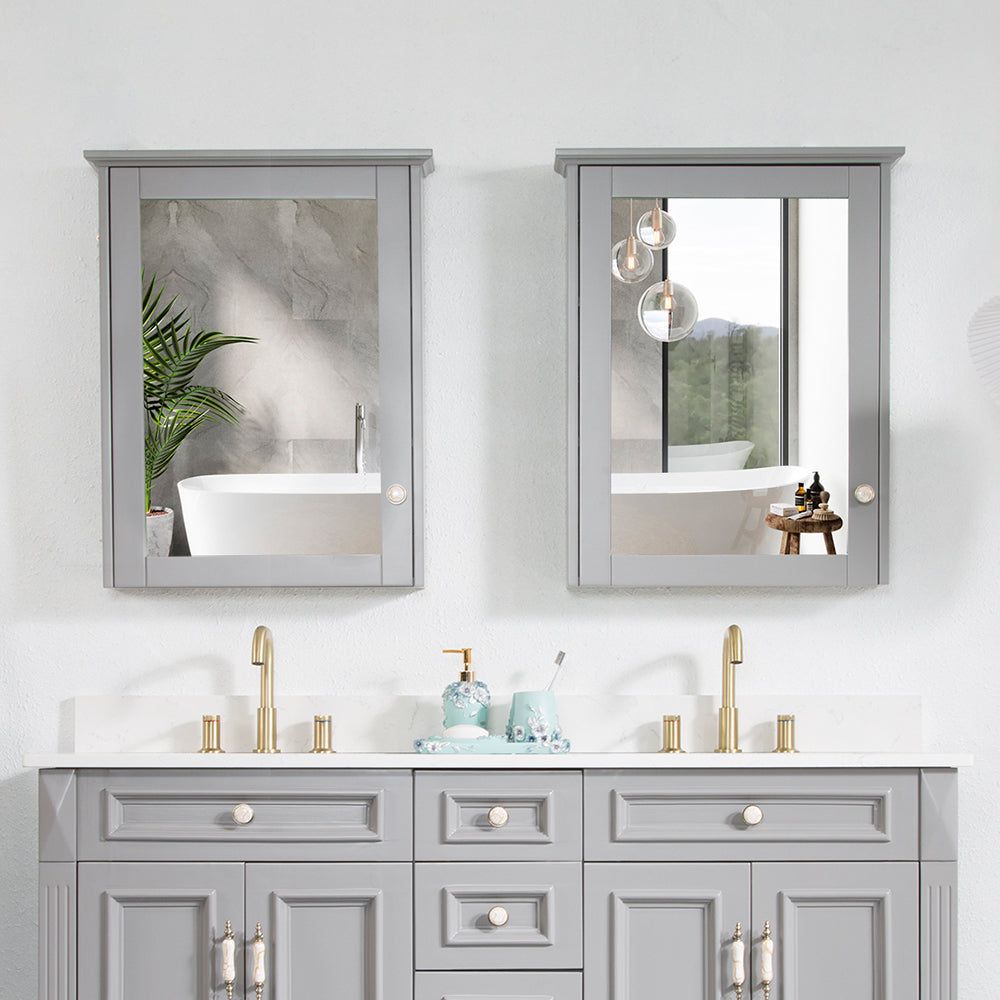 Wooden Medicine Cabinet with Mirror