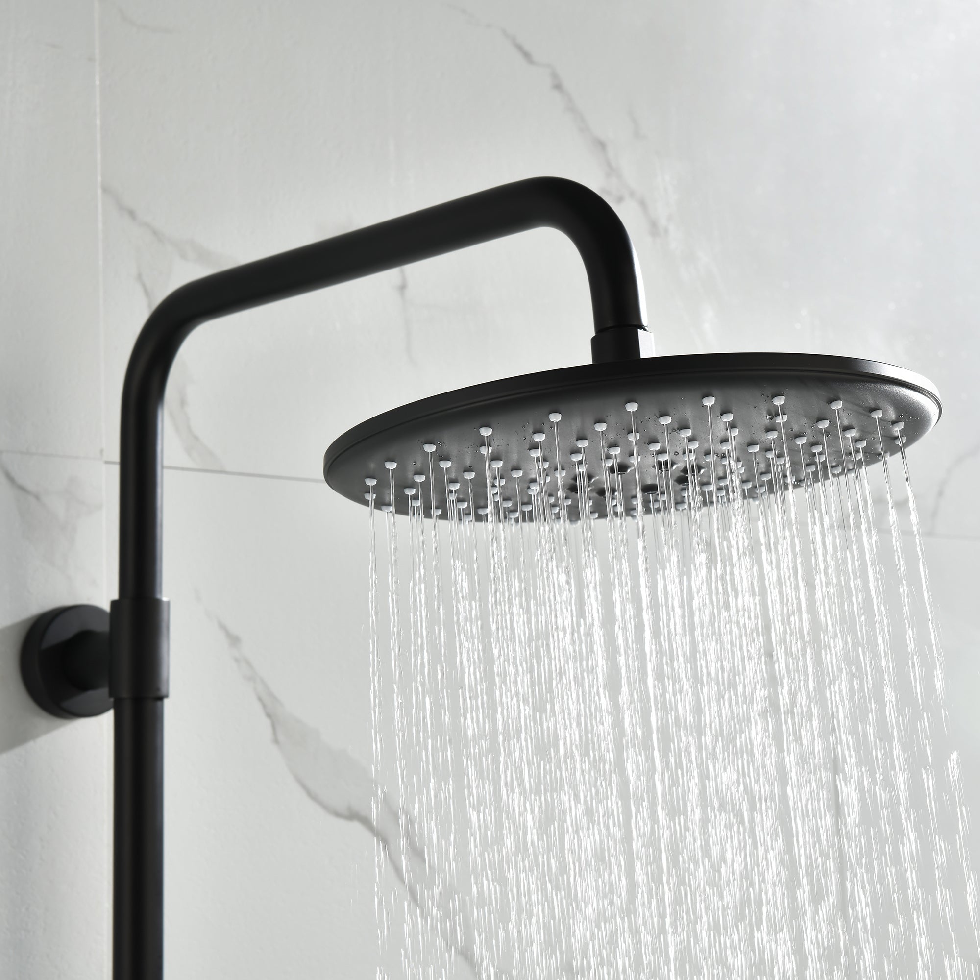 10 in. Wall Mount Dual Shower Heads System with Handheld Shower in Matte Black