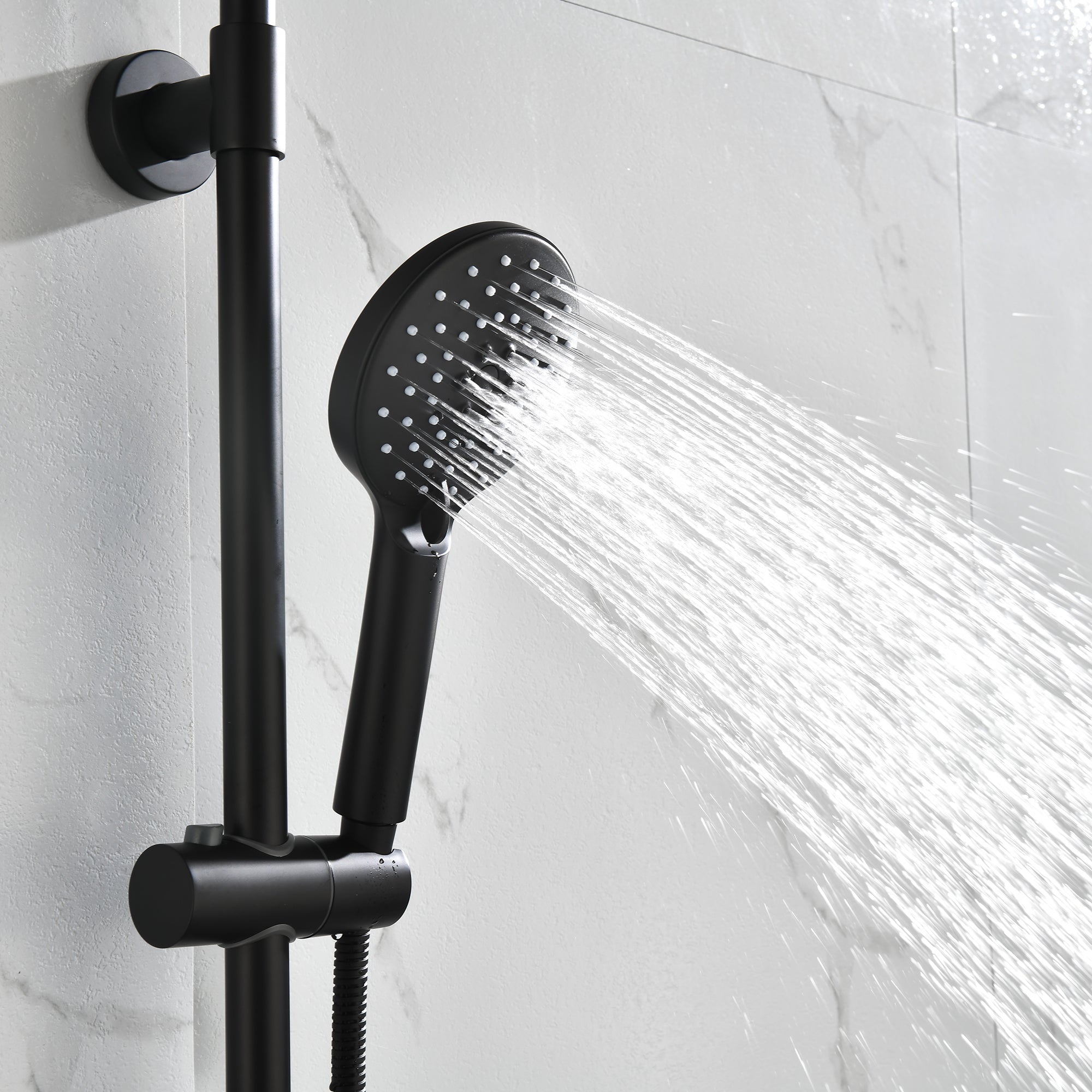 10 in. Wall Mount Dual Shower Heads System with Handheld Shower in Matte Black